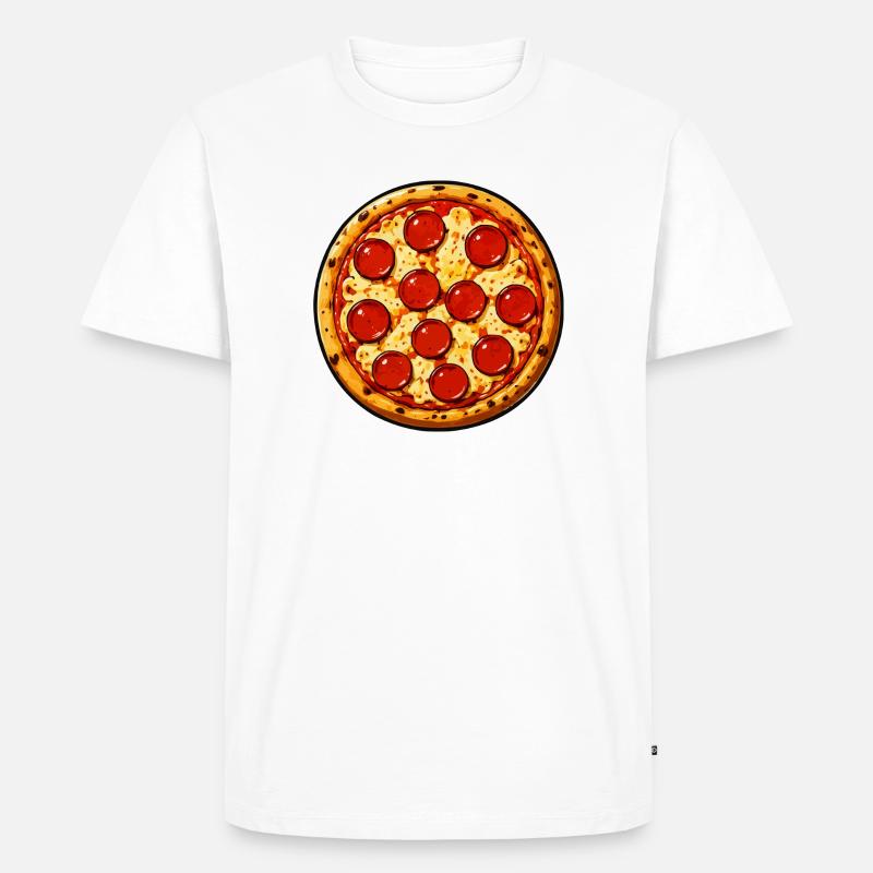 Pepperoni Pizza Illustration Comicstil - Männer Premium Bio T-Shirt - Weiß