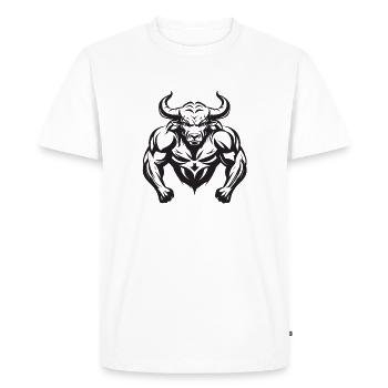 Bull Taurus Bodybuilding - T-shirt Premium bio Homme - blanc - Devant - Nico (187cm)