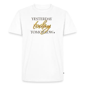 Yesterday, Today and Tomorrow lettering - Men's Premium Organic T-Shirt - white - Front - Nico (187cm)