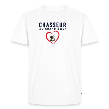 Chasseur au grand cœur Cadeau Meilleur Chasseur - T-shirt Premium bio Homme - blanc - Devant - Nico (187cm)