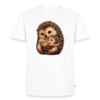 Illustration de câlins entre mère et bébé hérisson - T-shirt Premium bio Homme - blanc - Devant - Nico (187cm)