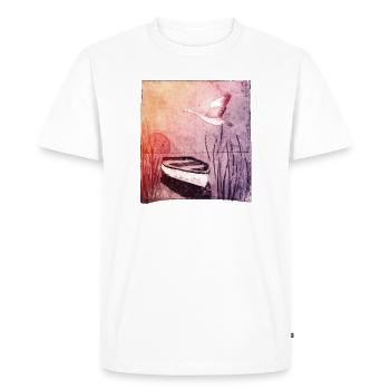 Boat on the lake - hand carved artwork - Men's Premium Organic T-Shirt - white - Front - Nico (187cm)