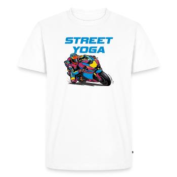 Yoga de rue - Moto - T-shirt Premium bio Homme - blanc - Devant - Nico (187cm)