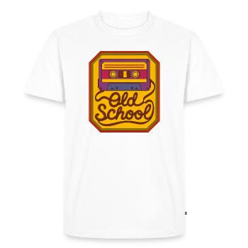 Old School Cassette Retro Patch - Men's Premium Organic T-Shirt - white - Front - Nico (187cm)