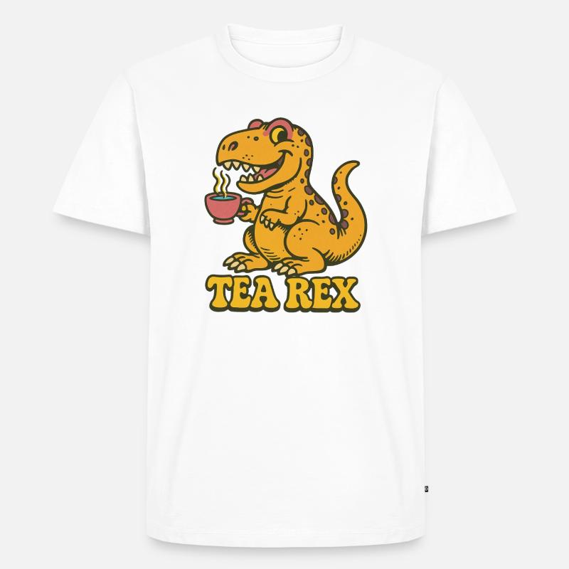Tea Rex: Dinosaur Tea Time - Men's Premium Organic T-Shirt - white