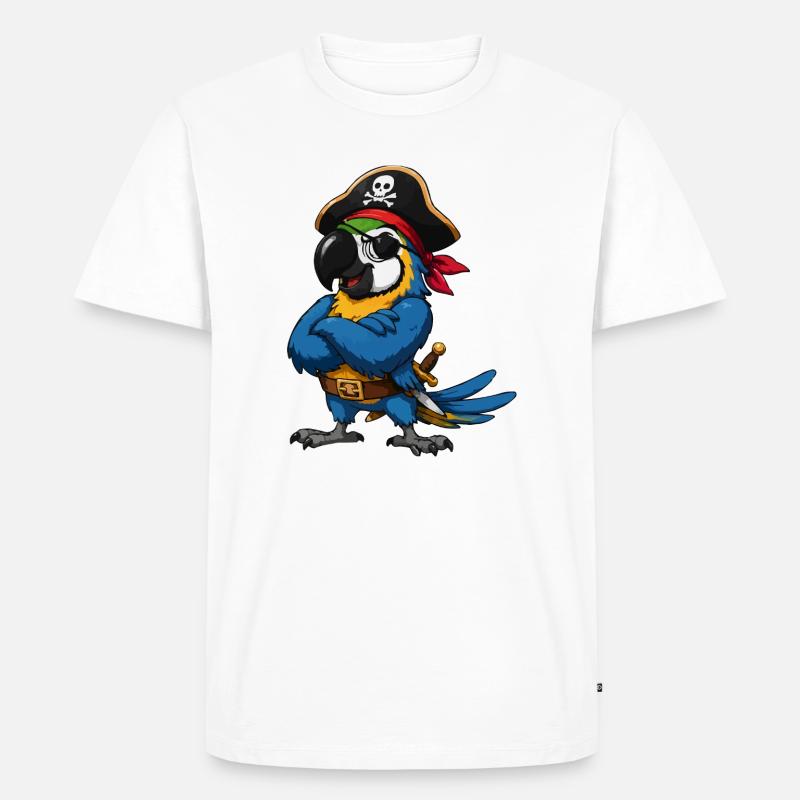 Piratenvogel mit Augenklappe - Männer Premium Bio T-Shirt - Weiß