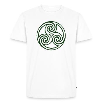 Celtic Triskel Spiral Crest - Men's Premium Organic T-Shirt - white - Front - Nico (187cm)