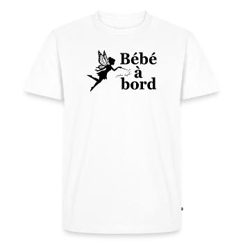 Sticker Autocollant pour Voiture fée bébé à Bord - T-shirt Premium bio Homme - blanc - Devant - Nico (187cm)