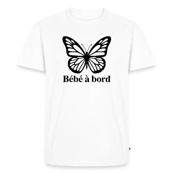 Sticker Autocollant pour Voiture papillon bébé  - T-shirt Premium bio Homme - blanc - Devant - Nico (187cm)