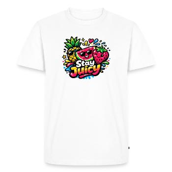 Juicy, colorful Fruit with Stay Juicy - Men's Premium Organic T-Shirt - white - Front - Nico (187cm)