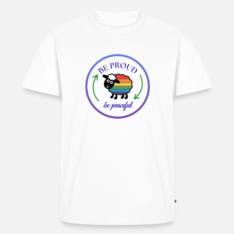 Pride Regenbogen-Schaf: Stolz und Friedlich - Männer Premium Bio T-Shirt - Weiß