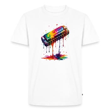 Harmonica avec de la peinture qui goutte - T-shirt Premium bio Homme - blanc - Devant - Nico (187cm)