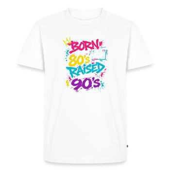 Boombox Graffiti néon des années 80 - T-shirt Premium bio Homme - blanc - Devant - Nico (187cm)