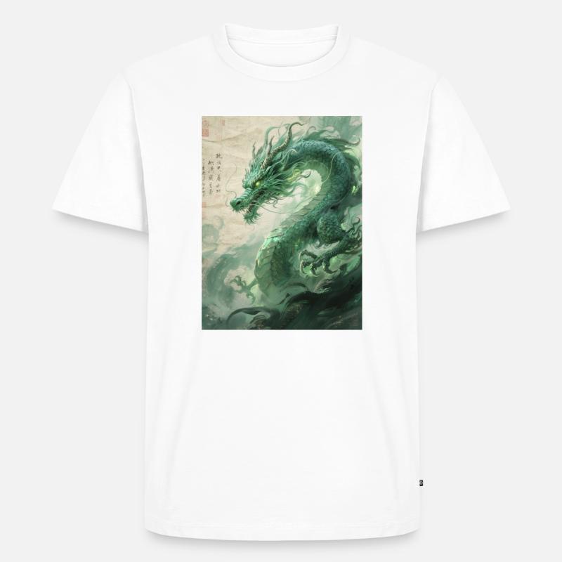Der Smaragdwächter: Qinglong – Ewige Kraft - Männer Premium Bio T-Shirt - Weiß