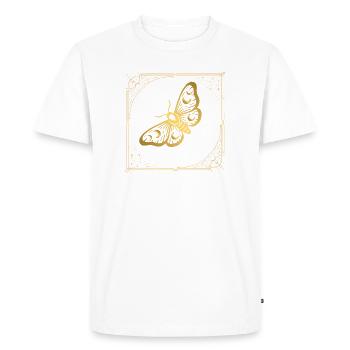 Golden Butterfly in Art Deco Frame - Men's Premium Organic T-Shirt - white - Front - Nico (187cm)