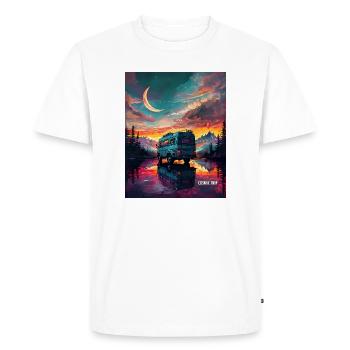 COSMIC TRIP - Surreal Van Life Architecture Art - Men's Premium Organic T-Shirt - white - Front - Nico (187cm)