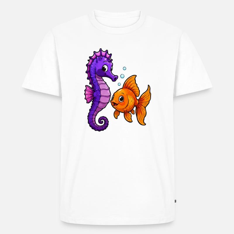 Seepferdchen trifft Goldfisch Freundschaft - Männer Premium Bio T-Shirt - Weiß
