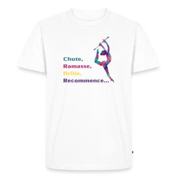 Chute-_Ramasse-_Recommence-- - T-shirt Premium bio Homme - blanc - Devant - Nico (187cm)