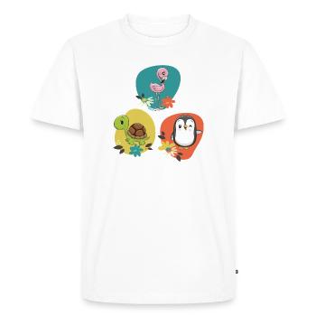 Pingouin Tortue flamant rose - T-shirt Premium bio Homme - blanc - Devant - Nico (187cm)