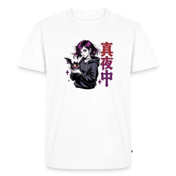 真夜中 Goth Anime Girl Midnight Bat Gothic - Men's Premium Organic T-Shirt - white - Front - Nico (187cm)