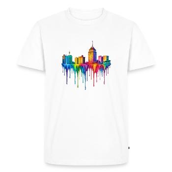 Fresno, Californie, peinture qui goutte - T-shirt Premium bio Homme - blanc - Devant - Nico (187cm)