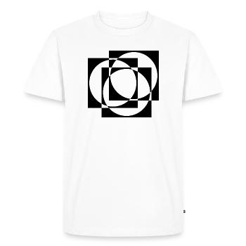 Motif géométrique de cercles et carrés - T-shirt Premium bio Homme - blanc - Devant - Nico (187cm)