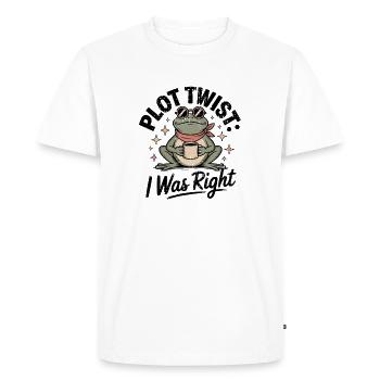 Plot Twist Frog : J’avais raison - T-shirt Premium bio Homme - blanc - Devant - Nico (187cm)