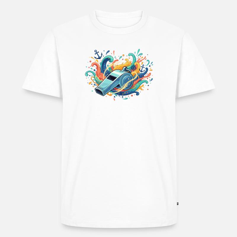 Maritime Pfeife im Farbschwall - Männer Premium Bio T-Shirt - Weiß