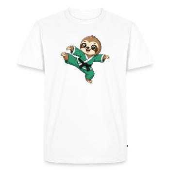 Sloth Karate Kick Arts martiaux Arts martiaux - T-shirt Premium bio Homme - blanc - Devant - Nico (187cm)