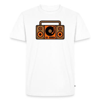 Retro Boombox Ghetto Blaster 80s - Men's Premium Organic T-Shirt - white - Front - Nico (187cm)