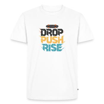 Drop Push Rise Skateboard Art - T-shirt Premium bio Homme - blanc - Devant - Nico (187cm)