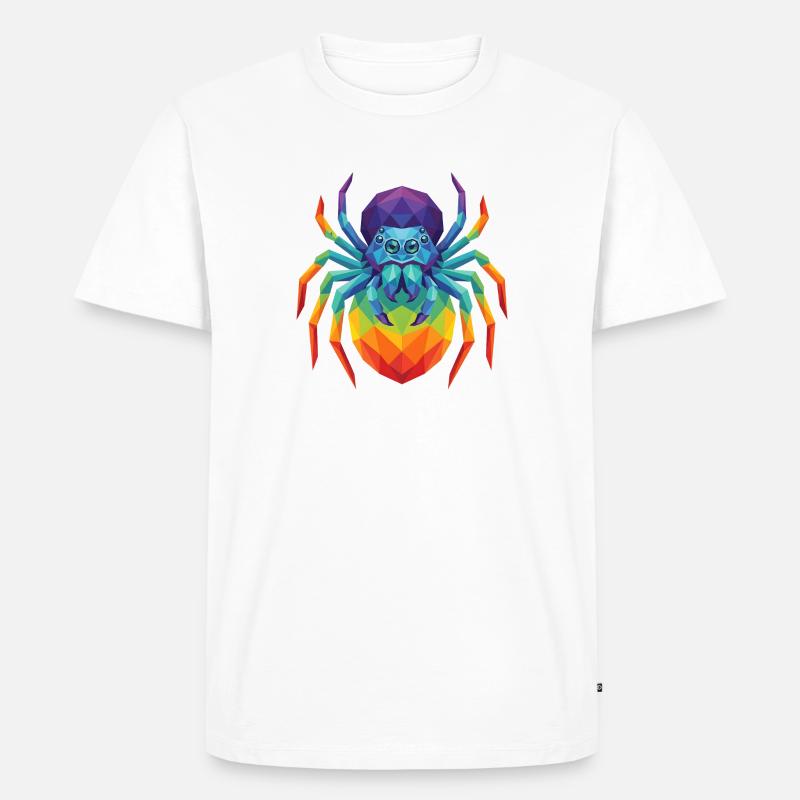 Lebendige geometrische springende Spinnen-Pop-Kunst - Männer Premium Bio T-Shirt - Weiß