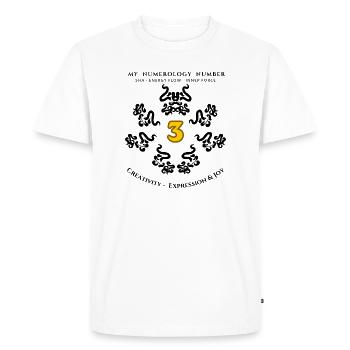 Numer_3 symbole de créativité, d’expression et de joie - T-shirt Premium bio Homme - blanc - Devant - Nico (187cm)