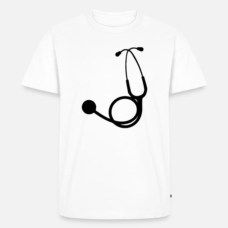 Stethoskop schwarz - Männer Premium Bio T-Shirt - Weiß