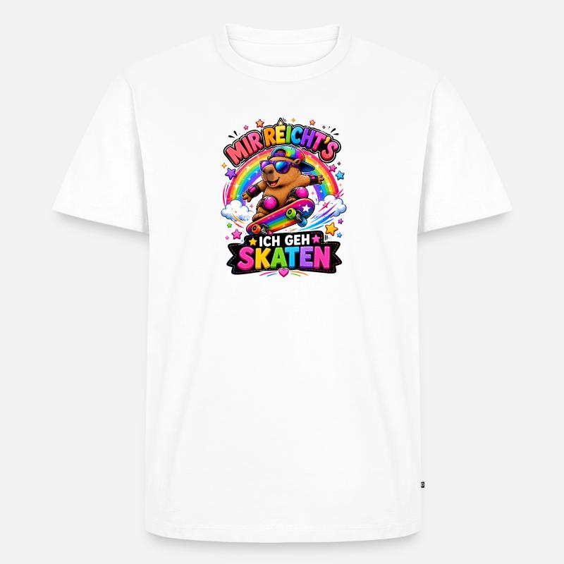 Skate Capybara Regenbogen - Männer Premium Bio T-Shirt - Weiß