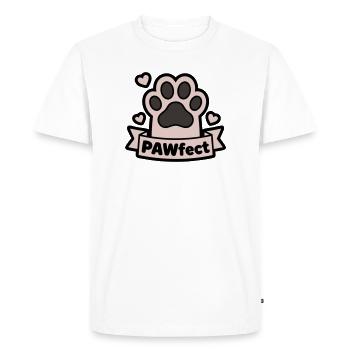 Paw Paw Pawfect Banner Text Box - Men's Premium Organic T-Shirt - white - Front - Nico (187cm)
