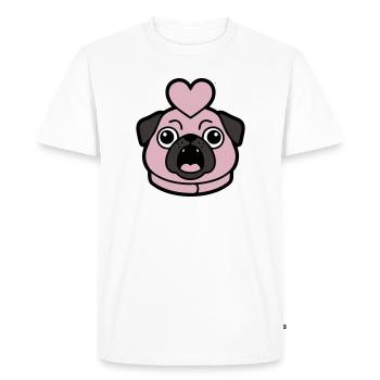 Cœur de chien carlin, aboiement d’amour - T-shirt Premium bio Homme - blanc - Devant - Nico (187cm)