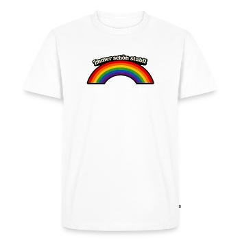 Toujours stable et agréable x Rainbow - T-shirt Premium bio Homme - blanc - Devant - Nico (187cm)