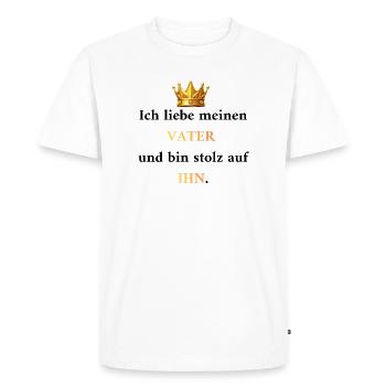 Fier de Papa : Mon Roi et Modèle - T-shirt Premium bio Homme - blanc - Devant - Nico (187cm)