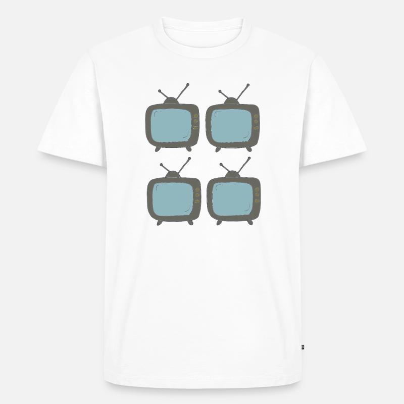 fernseher_4fach - Männer Premium Bio T-Shirt - Weiß