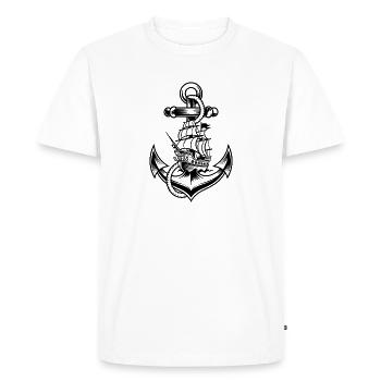 Motif d’ancre maritime avec histoire - T-shirt Premium bio Homme - blanc - Devant - Nico (187cm)