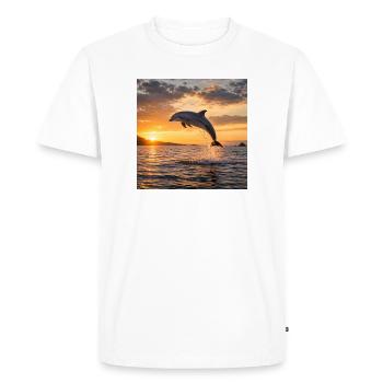 Dolphin at sunset - Men's Premium Organic T-Shirt - white - Front - Nico (187cm)