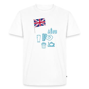 EXANGLIA (Blue + White Text) - Men's Premium Organic T-Shirt - white - Front - Nico (187cm)