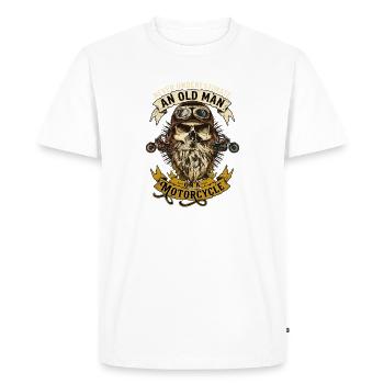 Old Man Motorcycle Biker Skull Vintage - Men's Premium Organic T-Shirt - white - Front - Nico (187cm)