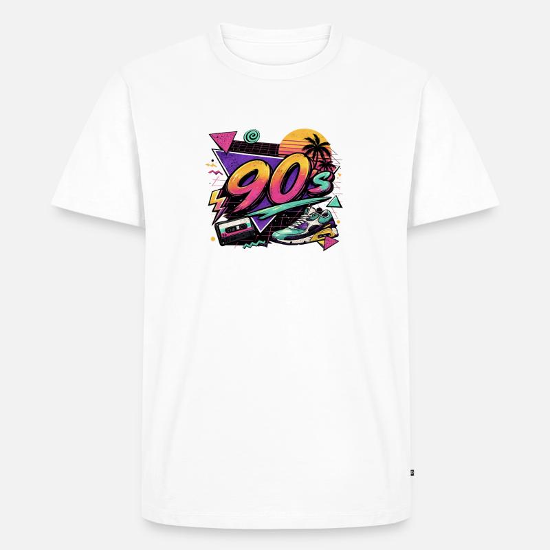90er Neon Retro Sneaker Design - Männer Premium Bio T-Shirt - Weiß