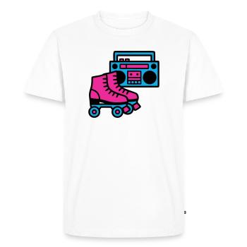 Roller Boombox Rétro années 80 - T-shirt Premium bio Homme - blanc - Devant - Nico (187cm)