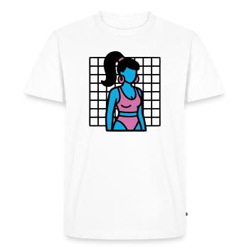 Fitness Girl Vaporwave des années 90 - T-shirt Premium bio Homme - blanc - Devant - Nico (187cm)