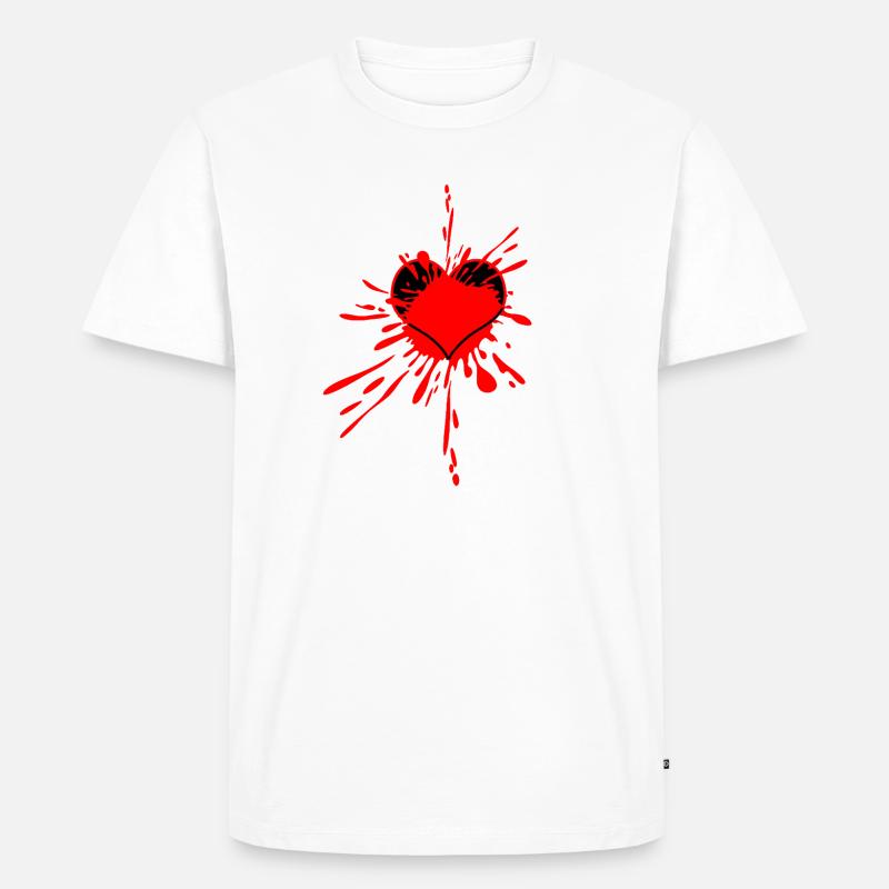 Rotes Herz-Splatterkunst - Männer Premium Bio T-Shirt - Weiß