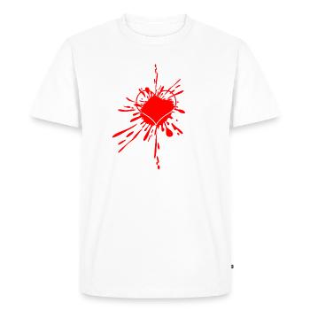 Heart Splash Splatter Art - Men's Premium Organic T-Shirt - white - Front - Nico (187cm)