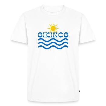 Sikonos-Soleil sur les vagues bleues - T-shirt Premium bio Homme - blanc - Devant - Nico (187cm)